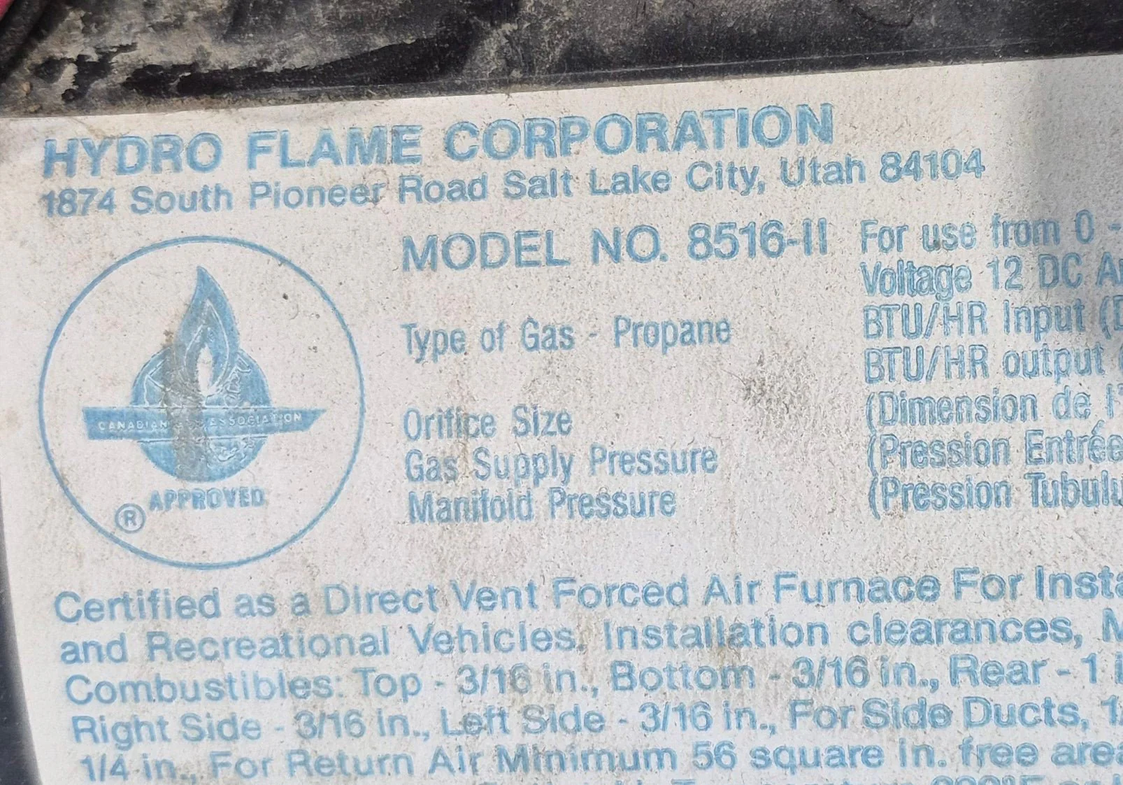 16,000 BTU Used Atwood/ Hydro Flame Propane Furnace - 8516-II - Image 2