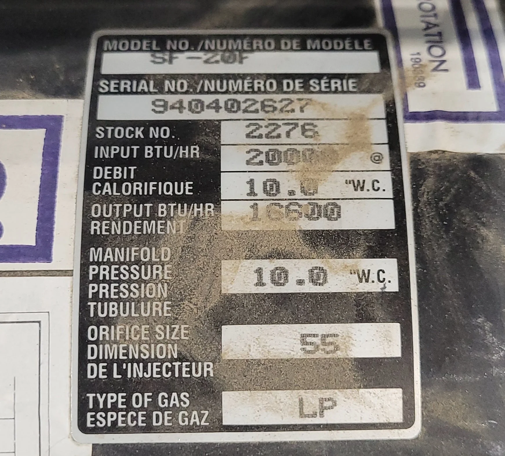 20,000 BTU Used Suburban RV Propane Furnace - SF-20F - Image 2