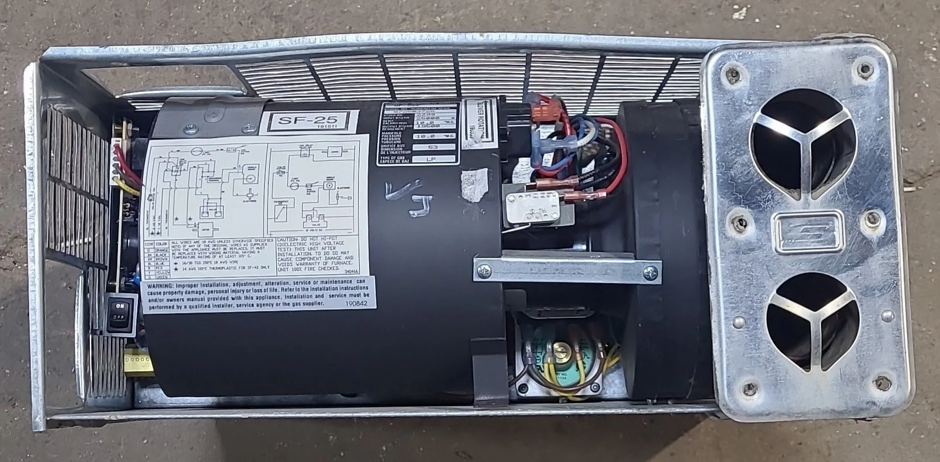 25,000 BTU USED Suburban RV Propane Furnace - SF-25F