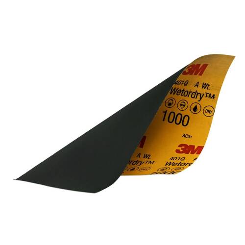 3M Wetordry Sandpaper - 9" x 11"; 1000 Gritl Black; Case of 5 Sheets - 32021