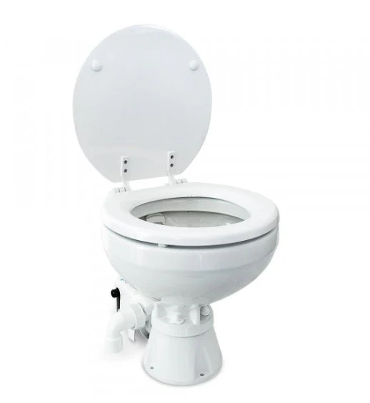 Albin 07-02-004 Marine Series Toilet, White Porcelain/White Wooden Seat - Image 2