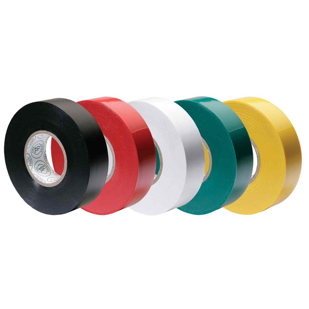 Premium Assorted Electrical Tape - 1/2" x 20' - Black / Red / White / Green / Yellow