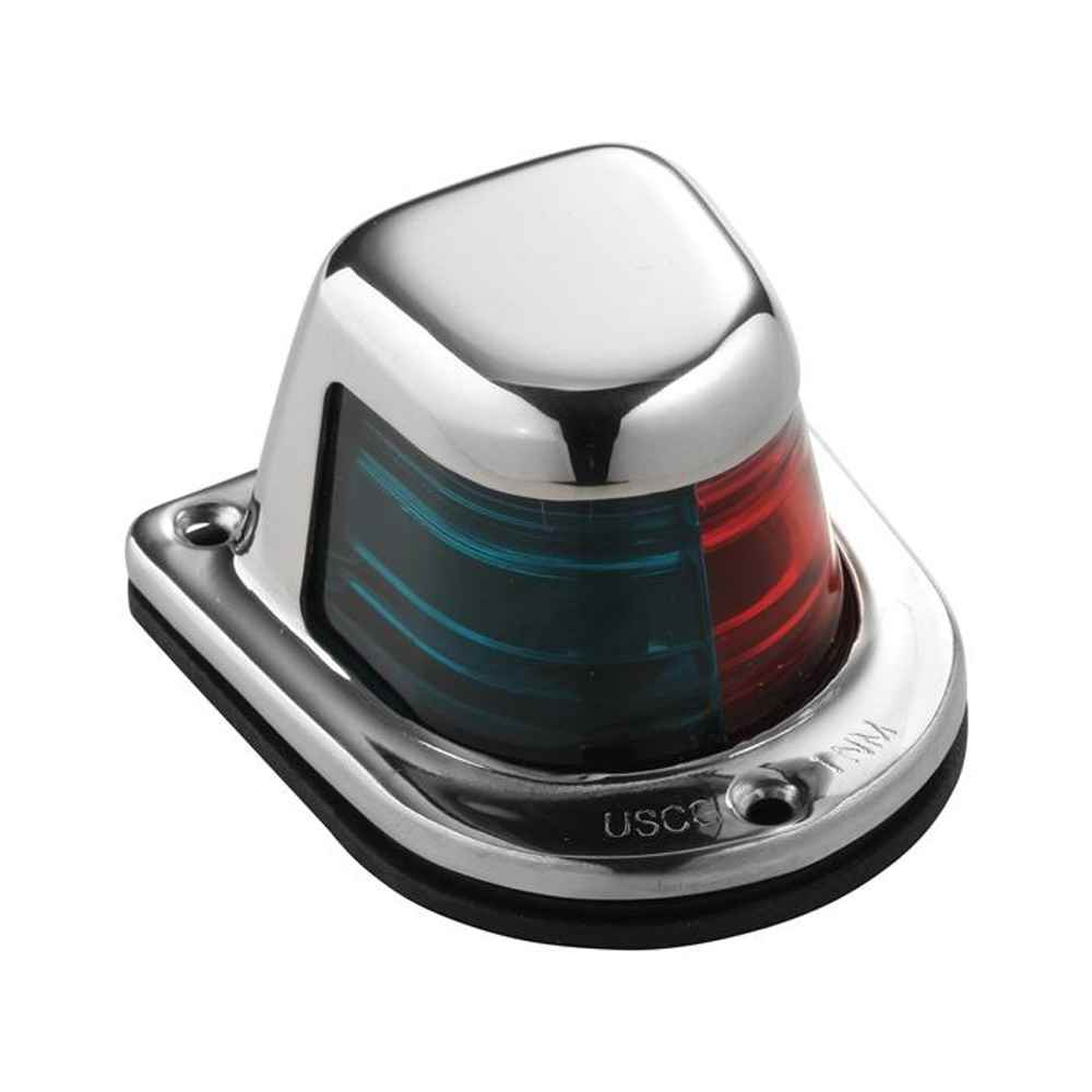 1-Mile Deck Mount, Bi-Color Red/Green Combo Sidelight - 12V - Stainless Steel Housing