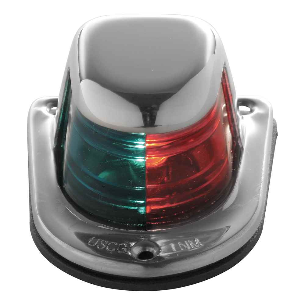 1-Mile Deck Mount, Bi-Color Red/Green Combo Sidelight - 12V - Stainless Steel Housing - Image 3