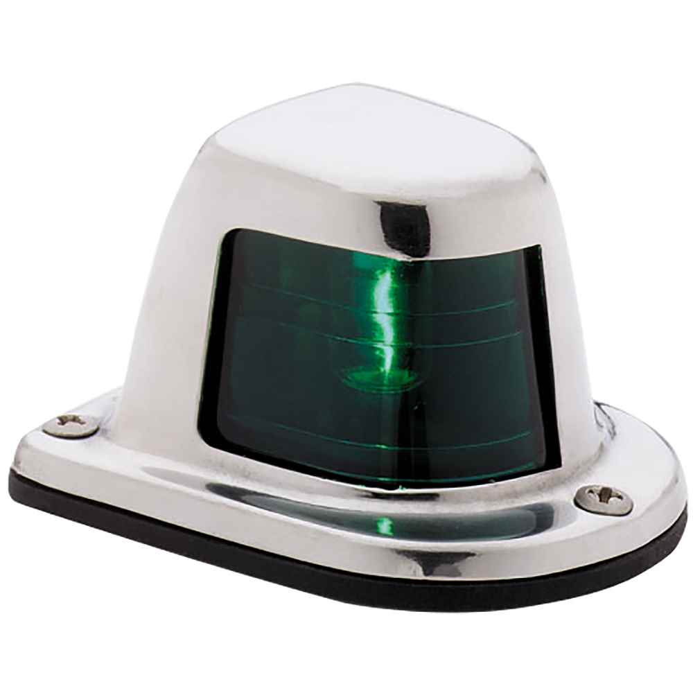 1-Mile Deck Mount, Green Sidelight - 12V - Stainless Steel Housing