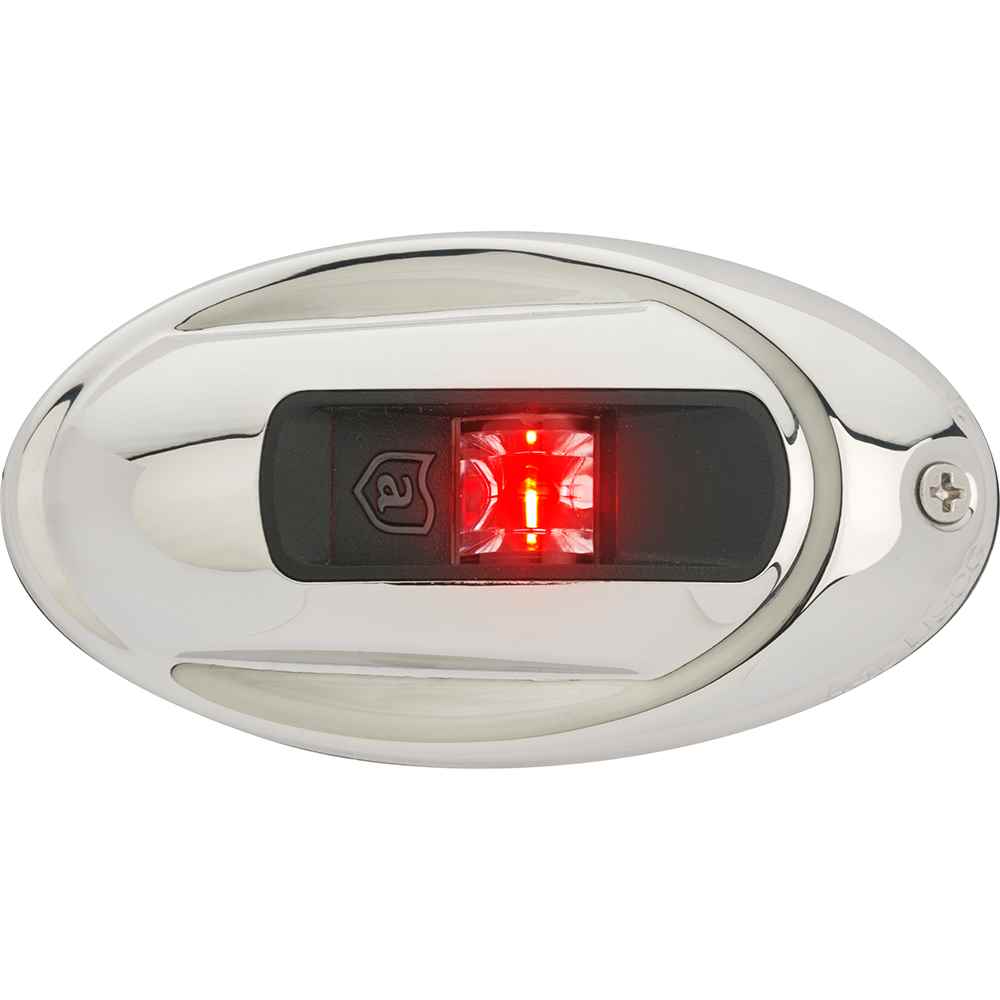 LightArmor Vertical Surface Mount Navigation Light - Oval - Port (red) - Stainless Steel - 2NM