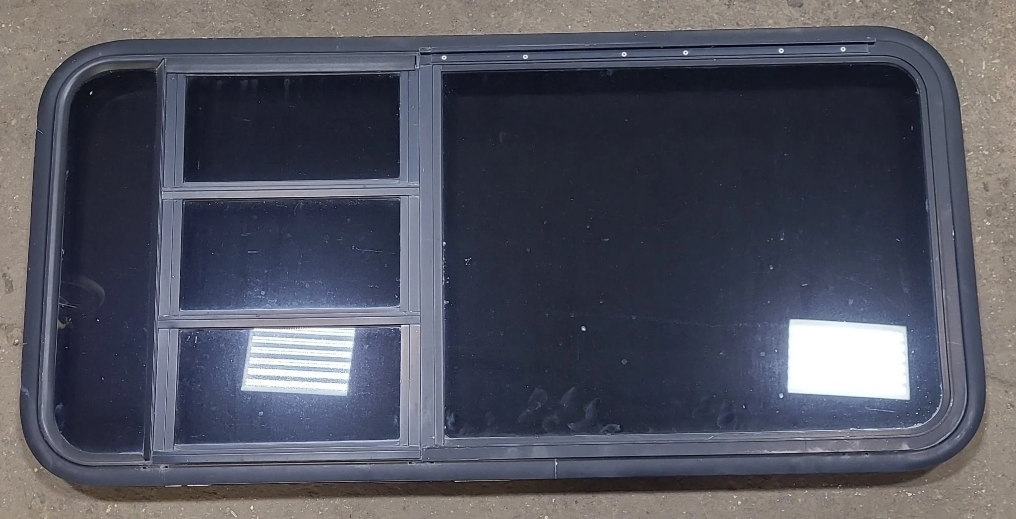 Black Radius Emergency Opening Window : 47 1/4" W x 22 1/2" H x 1 3/4" D