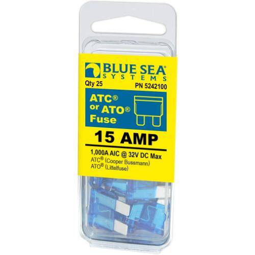 BLUE SEA ATO/ATC Blade Fuse - 15 Amps/32 Volts DC - Pack Of 25 - 5242100-BSS