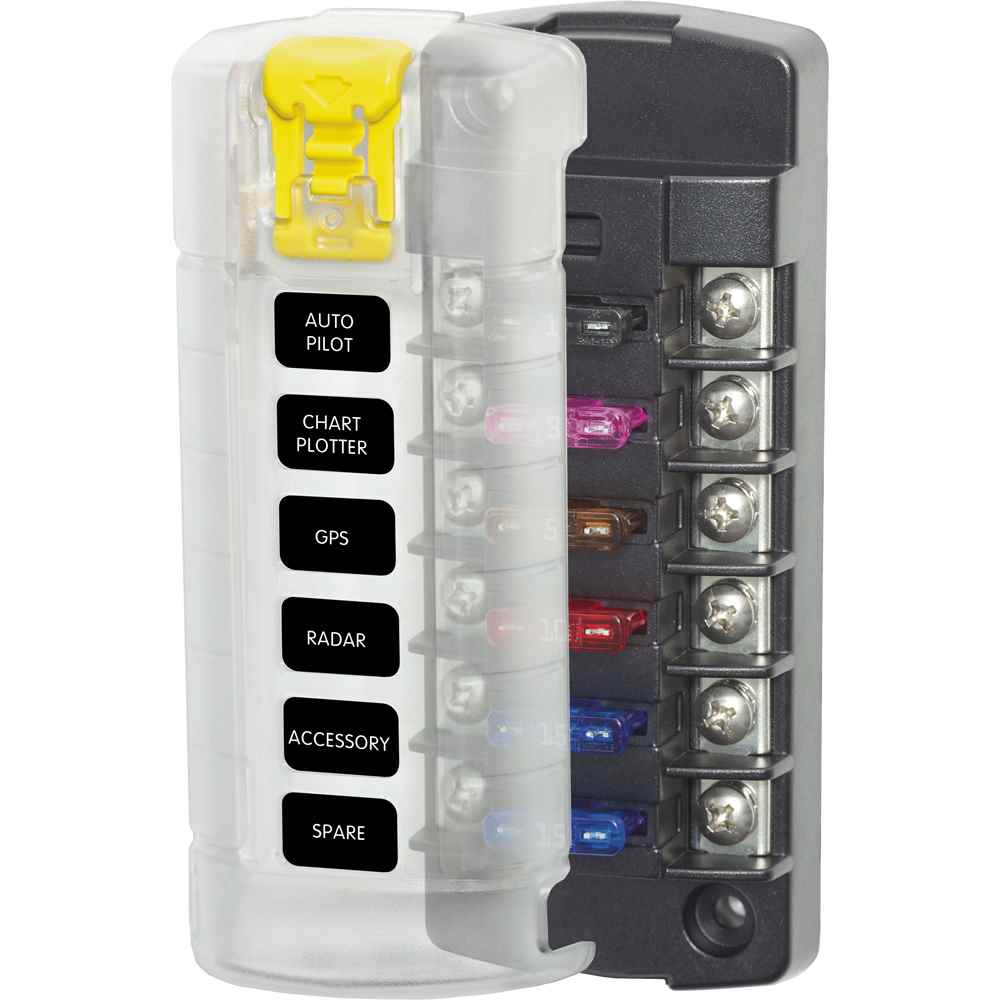 5035 ST Blade Fuse Block w/Cover - 6 Circuit Independent w/o Negative Bus