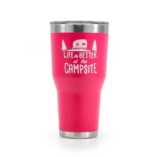 Life is Better at The Campsite Stainless Steel 30 oz. Tumbler Coral Pink