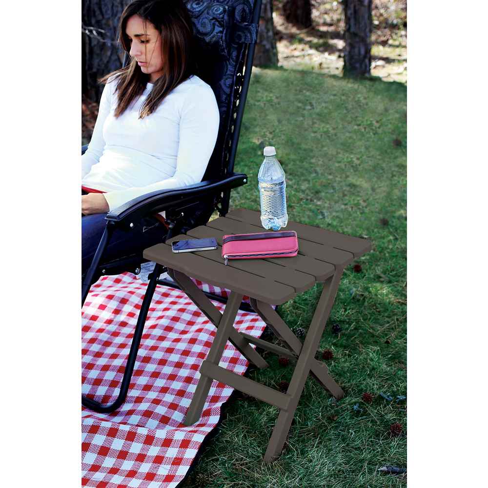 Mocha Large Adirondack Portable Outdoor Folding Side Table - Image 3
