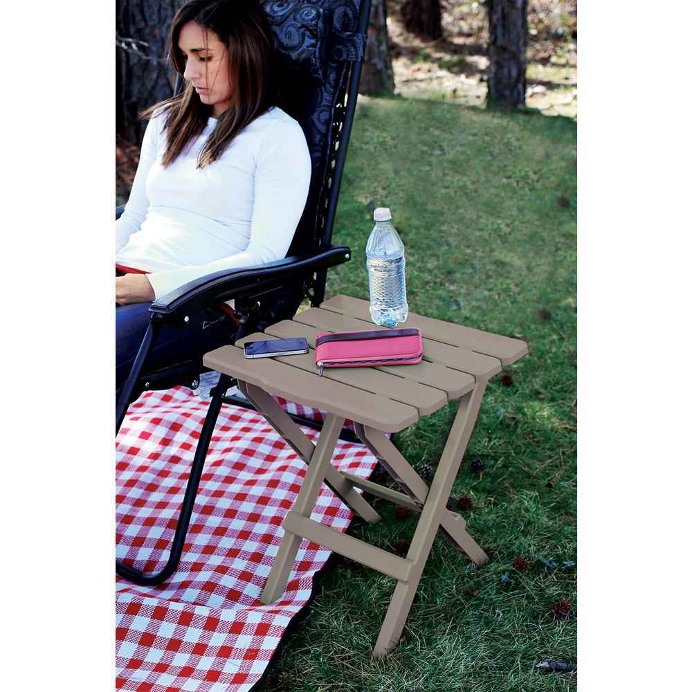 Taupe Large Adirondack Portable Outdoor Folding Side Table - Image 2