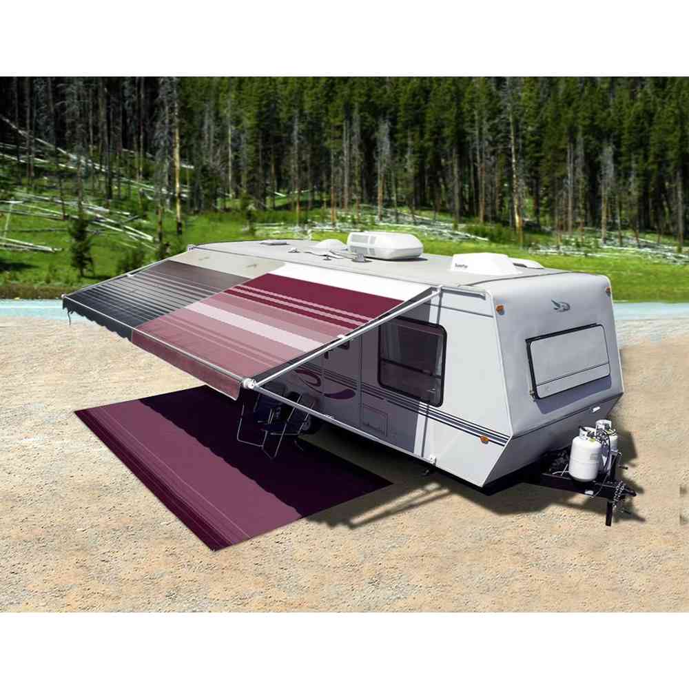 Awning Fabric 1-Piece 14' Sierra Brown White Weatherguard