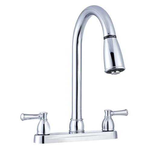 Dura Faucet DF-PK350L-CP - Dura Non-Metallic Dual Lever Pull-Down RV Kitchen Faucet - Chrome Polished