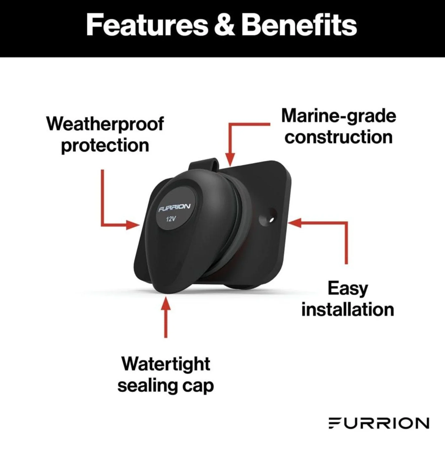 Furrion F12SB-AM 12V Weatherproof Marine Receptacle - Image 2