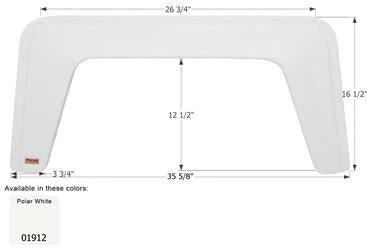 Icon Fender Skirt Various Sunland Brands 35-5/8 Inch 16-1/2 Inch Polar White 01912