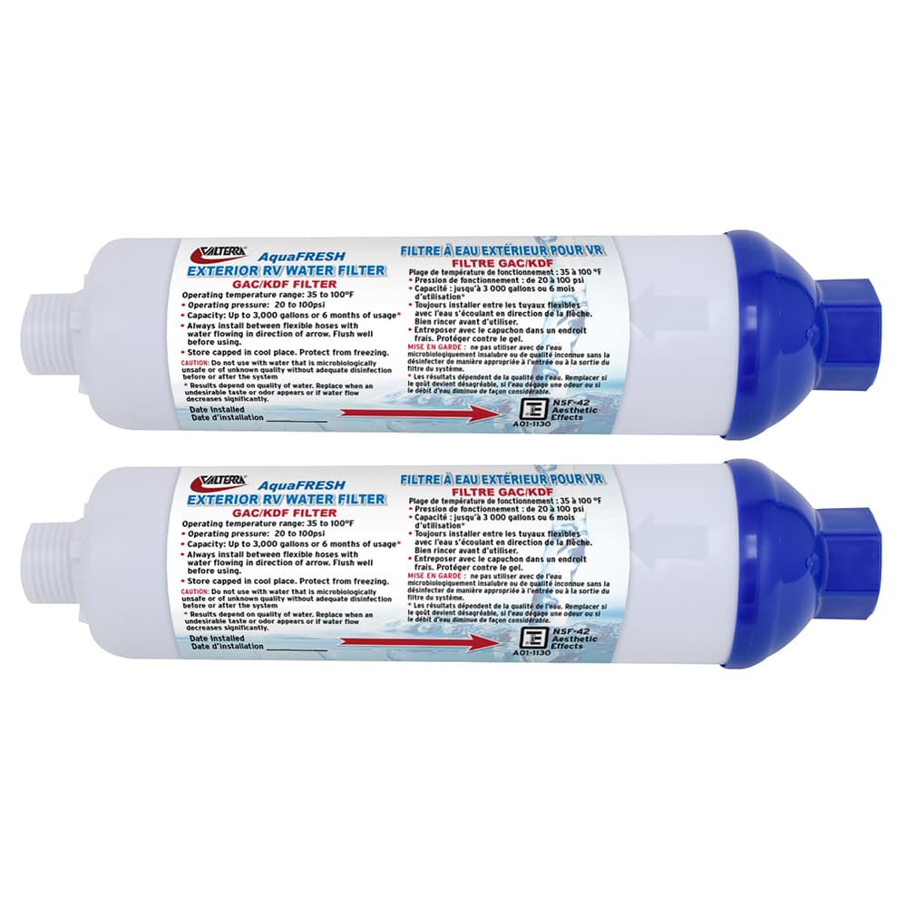 Valterra A01-1132VP Aqua Fresh In-Line Fresh Water Filter - 2Pk