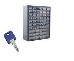 Key Storage Case AP Products 013-690-1 Global; Cabinet With Drawers; 15" Width x 19" Height x 7" Depth; Gray With Clear Drawers