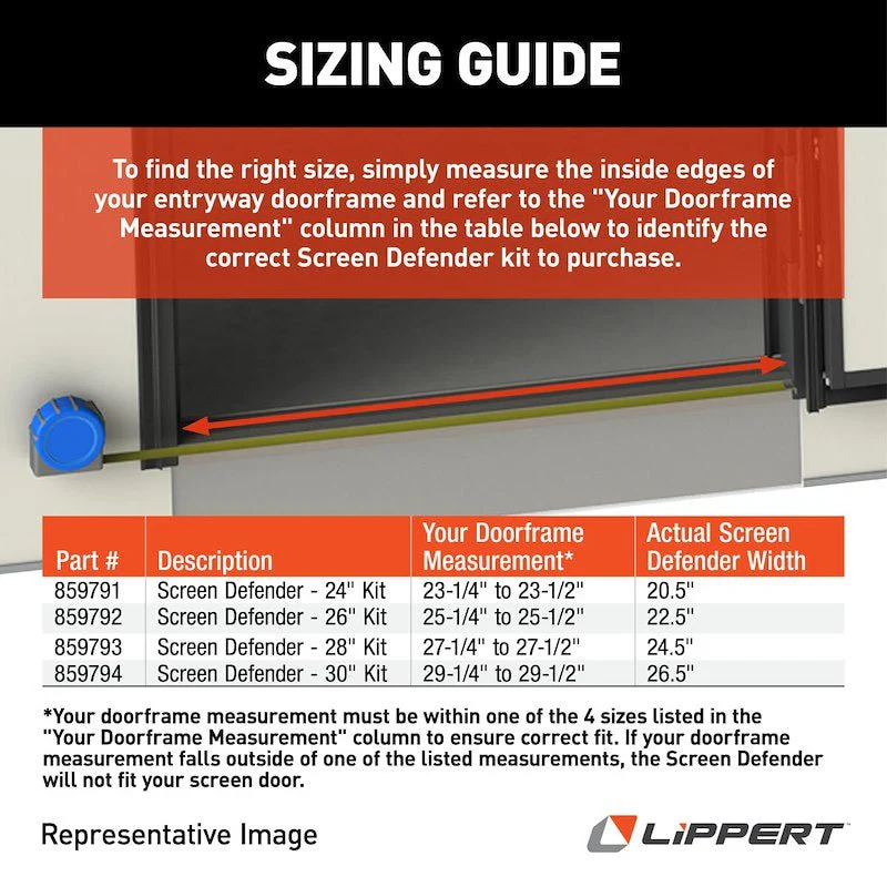 Lippert Components 859794 - Black 30'' Mesh Screen Defender RV Entry Door Screen Protector - Image 2