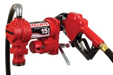 Liquid Transfer Tank Pump Fill Rite by Tuthill FR1210HA Diesel/ Gasoline/ Kerosene/ E15/ Biodiesel Up To B20, Electric, 12 Volt DC, 15 Gallons Per Minute, 3/4" Diameter x 12 Foot Length Hose, With Automatic Nozzle, 1" NPT Inlet x 3/4" NPT Outlet, Cast Iro