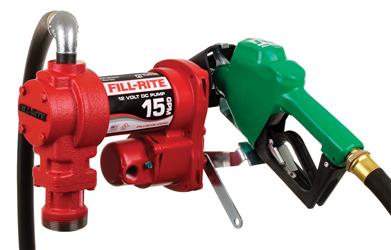 Liquid Transfer Tank Pump Fill Rite by Tuthill FR1210HA1 H Series, Diesel/ Gasoline/ Kerosene/ E15/ Biodiesel Up To B20, Electric, 12 Volt DC, Up To 15 Gallons Per Minute, 3/4" Diameter x 12 Foot Length Hose, With Automatic Nozzle, 1" NPT Inlet x 3/4" NPT