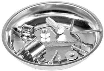 Magnetic Parts Tray Performance Tool W1264 Use To Hold Small Metal Parts/ Fastener/ Tools, 5-1/2" Diameter x 1-1/4" Height, Stainless Steel