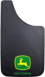 Mud Flap Plasticolor 000537R01 Universal 11" x 19", Set Of 2, Flat, True-Color John Deere Logo, Black, Fiberglass Reinforced, Screw On
