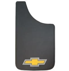 Mud Flap Plasticolor 000540R03 Easy-Fit Series, Universal 11" x 19", Set Of 2, Flat, Chevrolet Logo, Black, Fiberglass Reinforced