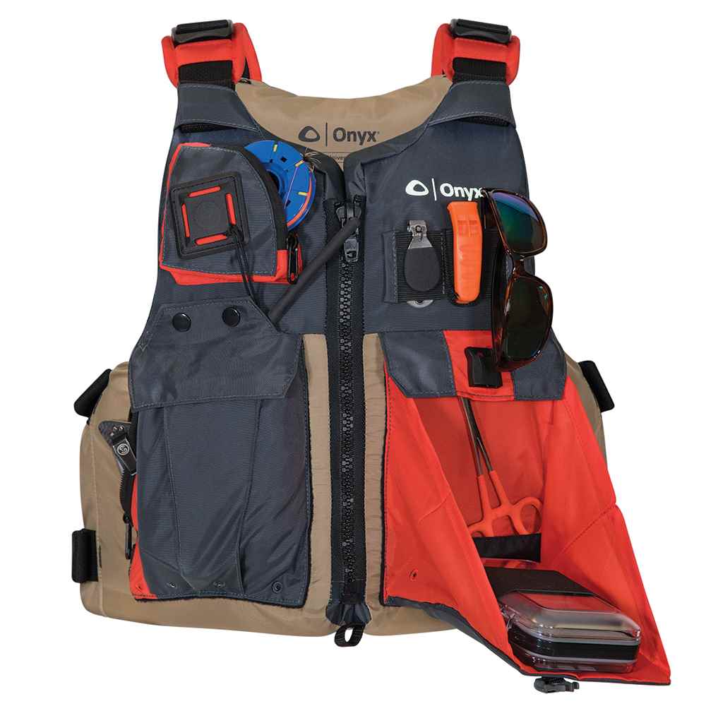 Kayak Fishing Vest - Adult Universal - Tan/Grey