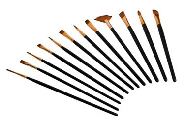 Paint Brush Performance Tool W228 8 Liner/ 3/8" Round/ 3/8" Filbert/ 1/2" Flat/ 3/8" Angle/ 3/8" Saw Tooth/ 4 Angle/ 1/4" Flat/ 6 Round/ 2 Fan/ 4 Liner/ 5/0 Liner, Nylon Bristle, Wood Handle