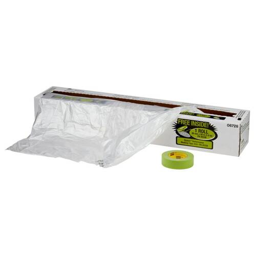 Paint Spray Protection Cover With 233 Masking Tape - 16' x 400'; Transparent - 06728