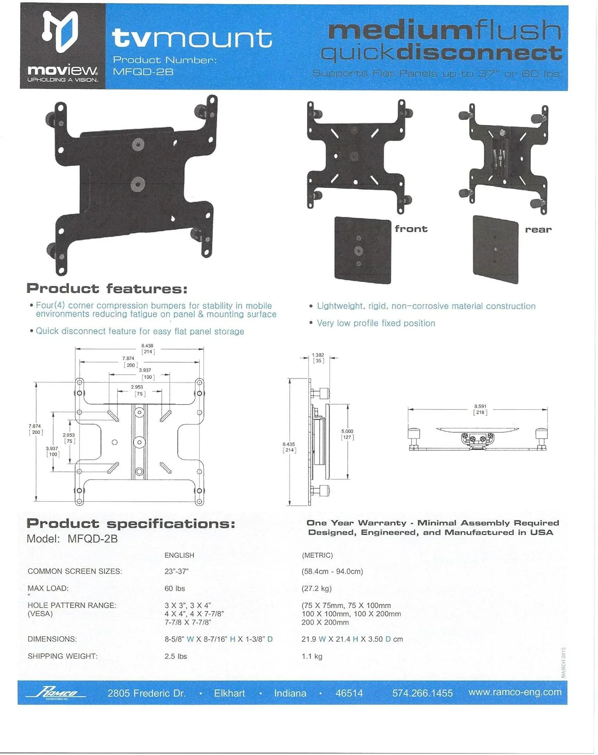 RAMCO MFQD-2B TV Mount - Image 4