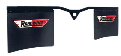 Mud Flap Roadmaster 4400 Roadwing ™, For Use With 2" Hitch Receiver, Trim-To-Fit Flap Dimension Of 24" x 24", 77" Overall Width, Set Of 2, Flat, Roadwing Logo, Black, Bolt On