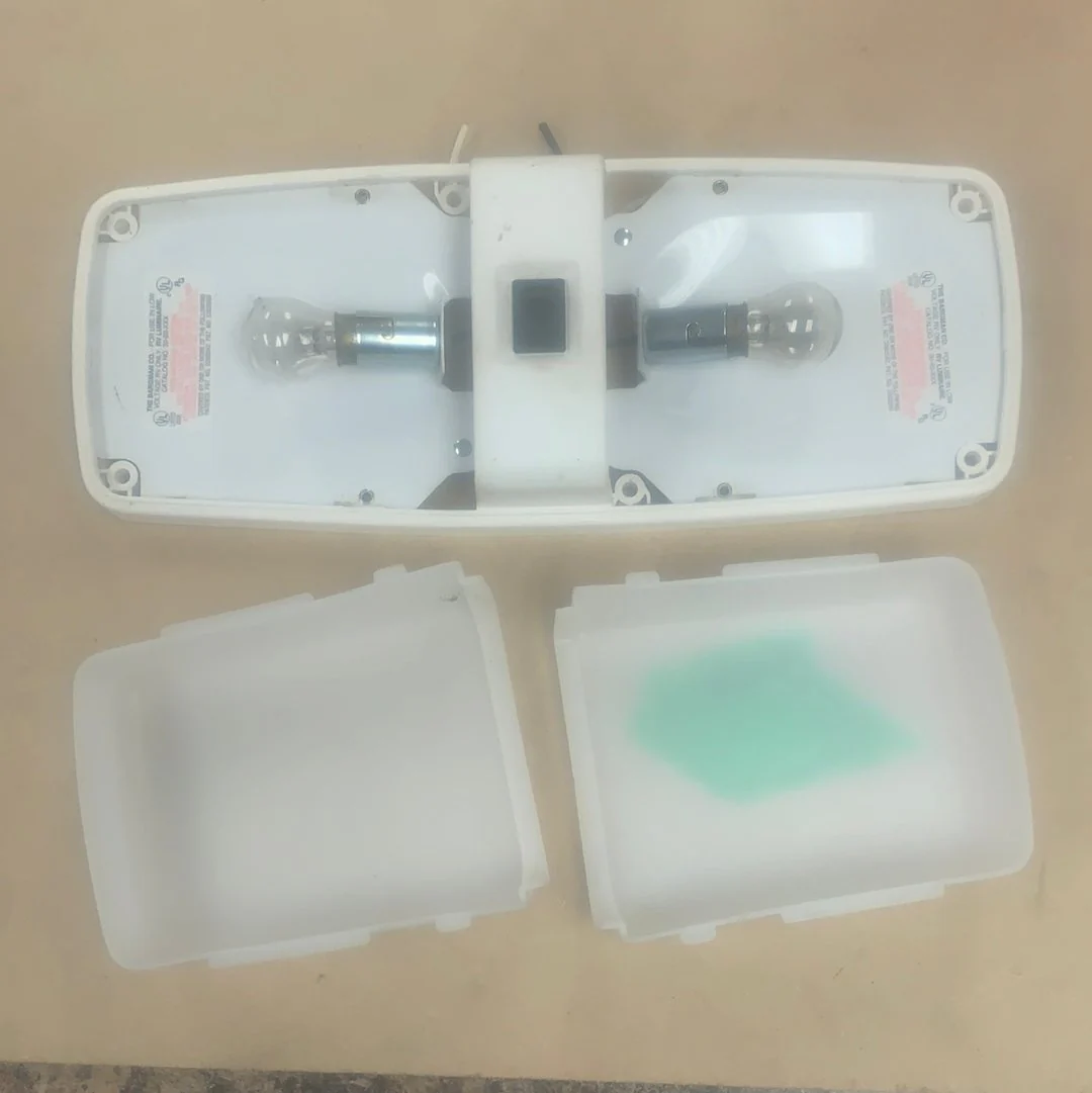 Used RV interior light Fixture - 30-93-XXX Bargman - *DOUBLE* White Lens - Image 2