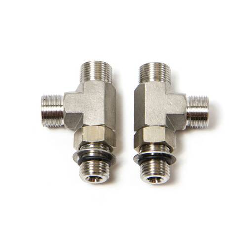 SEASTAR Boat Hydraulic Steering Fitting - 3/8" Tube x 3/8" Tube x -5 ORB; Set Of 2 - HF6006