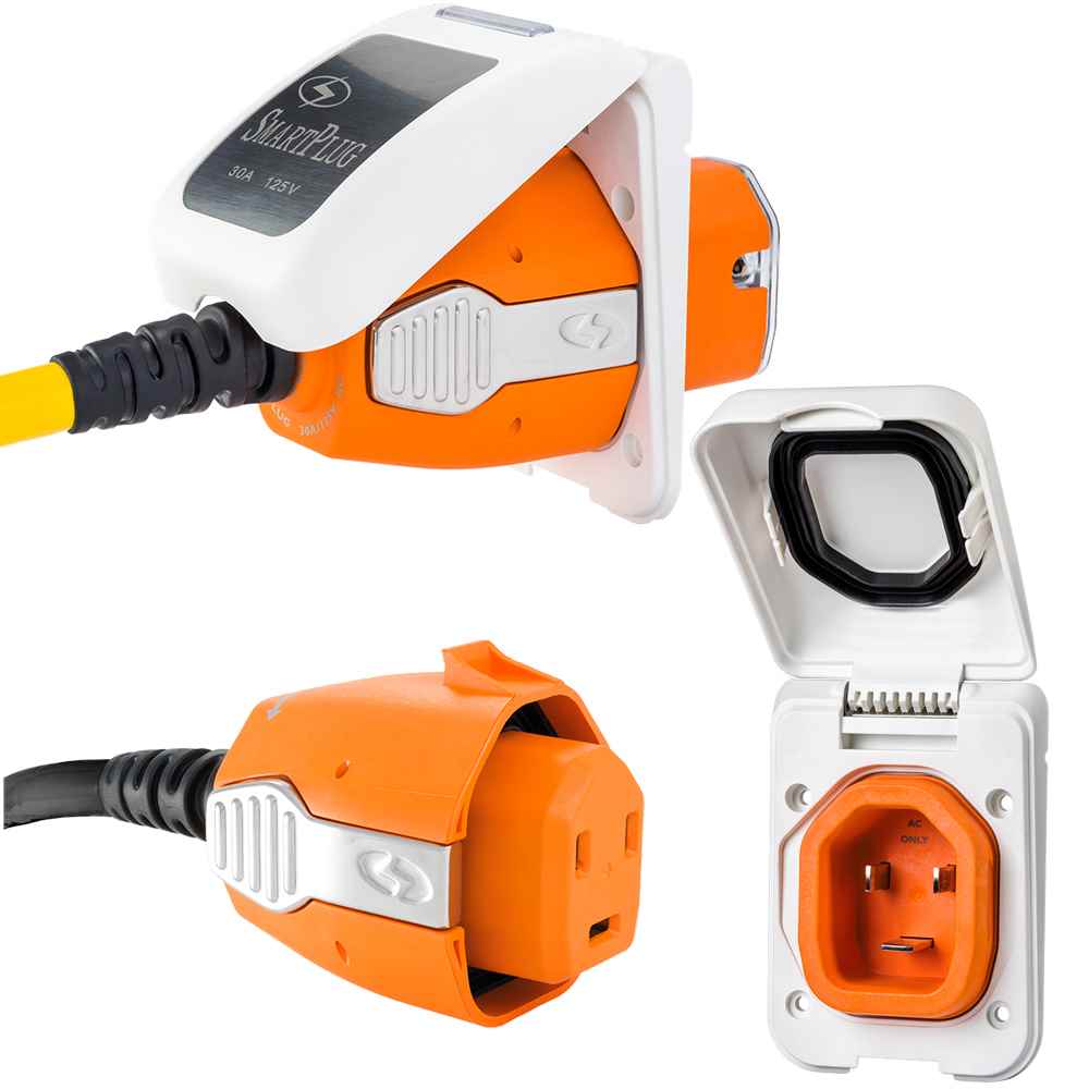 30 Amp Non Metallic White Inlet & Plug Combo - Boat & RV