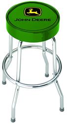 Stool Plasticolor 004767R01 Garage Stools, Round Green Vinyl Seat With John Deere, Non-Swivel, 4 Steel Legs