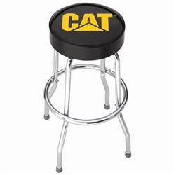Stool Plasticolor 004776R01 Garage Stools, Round Black Vinyl Seat With Yellow CAT Logo, Non-Swivel, 4 Steel Legs