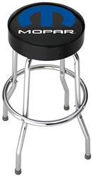Stool Plasticolor 004784R01 Garage Stools, Round Black Vinyl Seat With Mopar Logo, Non-Swivel, 4 Steel Legs