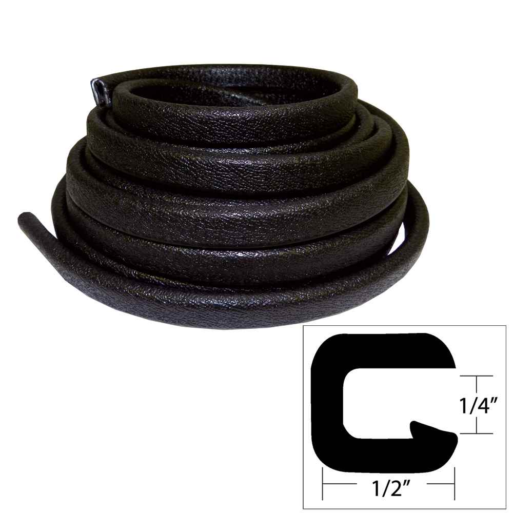 Flexible Vinyl Trim - &188" Opening x 1/2"W x 25'L - Black