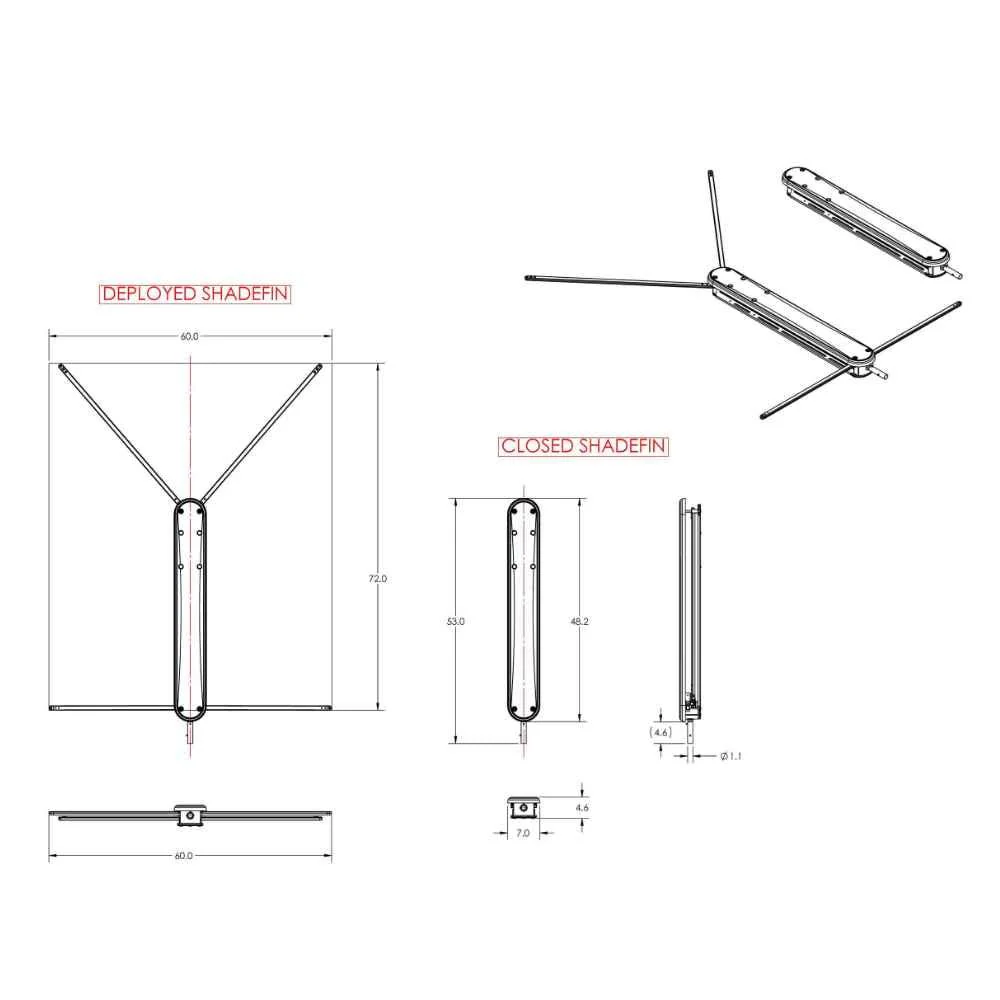 ShadeFin w/White Fabric, Bag & Fixed Rod Holder Mount Kit - Image 3