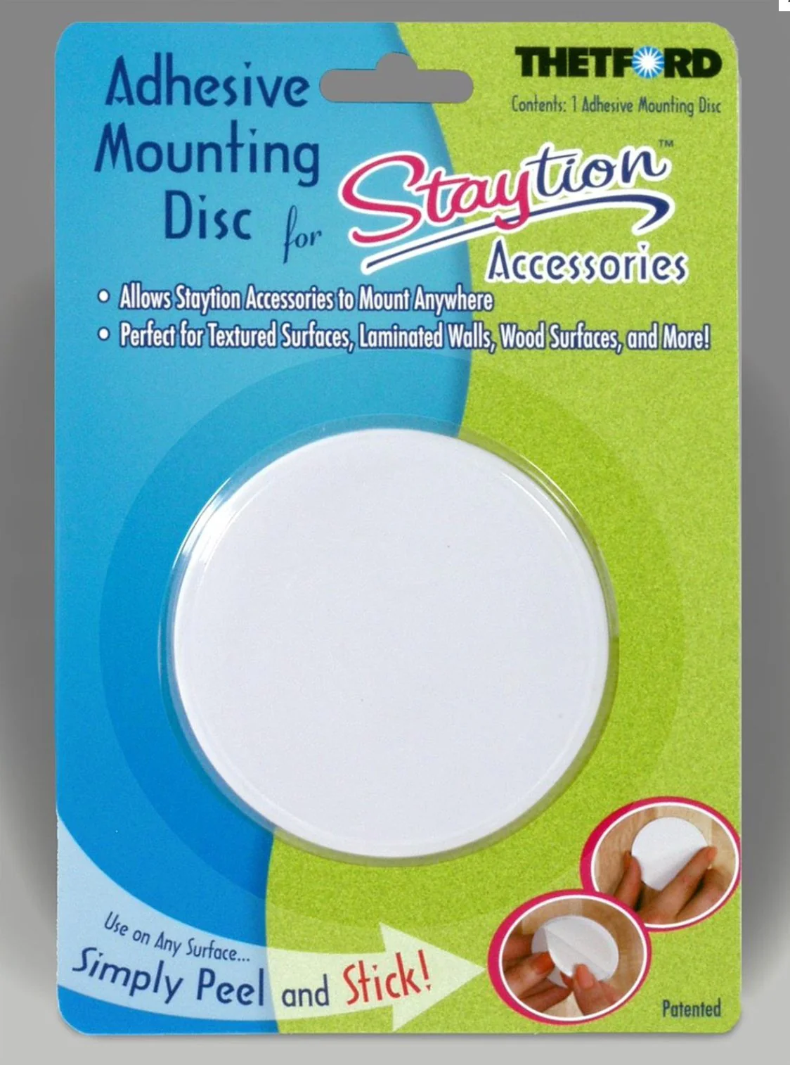 Suction Cup Mounting Disc Thetford 36761 Used For Mounting Station„¢ Suction Cup On Textured Surface/ Laminated Walls/ Wood Surfaces, Mounts With Adhesive Backing, White