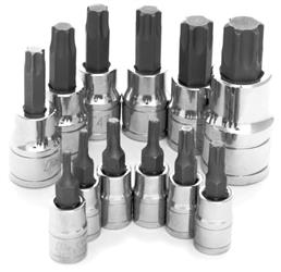 Torx Bit Performance Tool W38802 Use With 1/4"/ 3/8" and 1/2" Drive Socket, Alloy Steel Bit With Chrome Vanadium Steel Sockets, With 1 Each of T10/ T15/ T20/ T25/ T27/ T30/ T40/ T45/ T47/ T50/ T55/ T60 Star Bits and Plastic Slide Rail