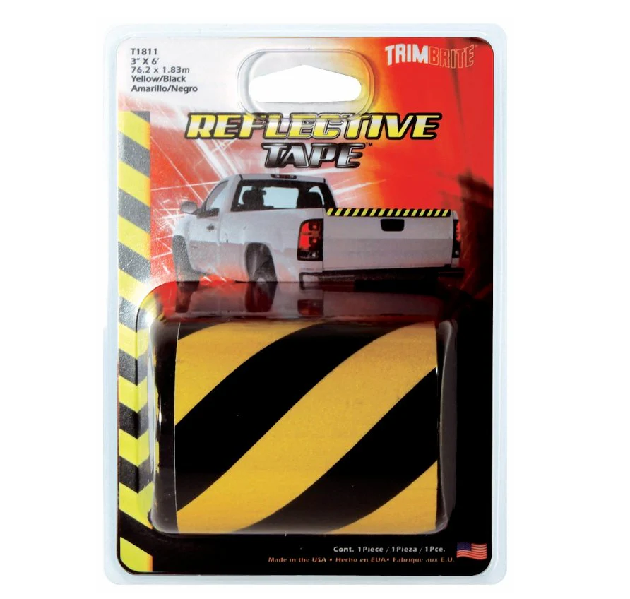 Trimbrite T1811 Light Reflective Tape ; 6" x 3" ; Yellow/ Black