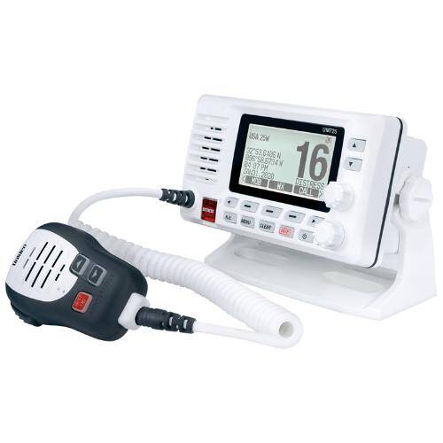 Uniden VHF Fixed Mount Radio - 1/25 Watt; LCD Display; White - UM725