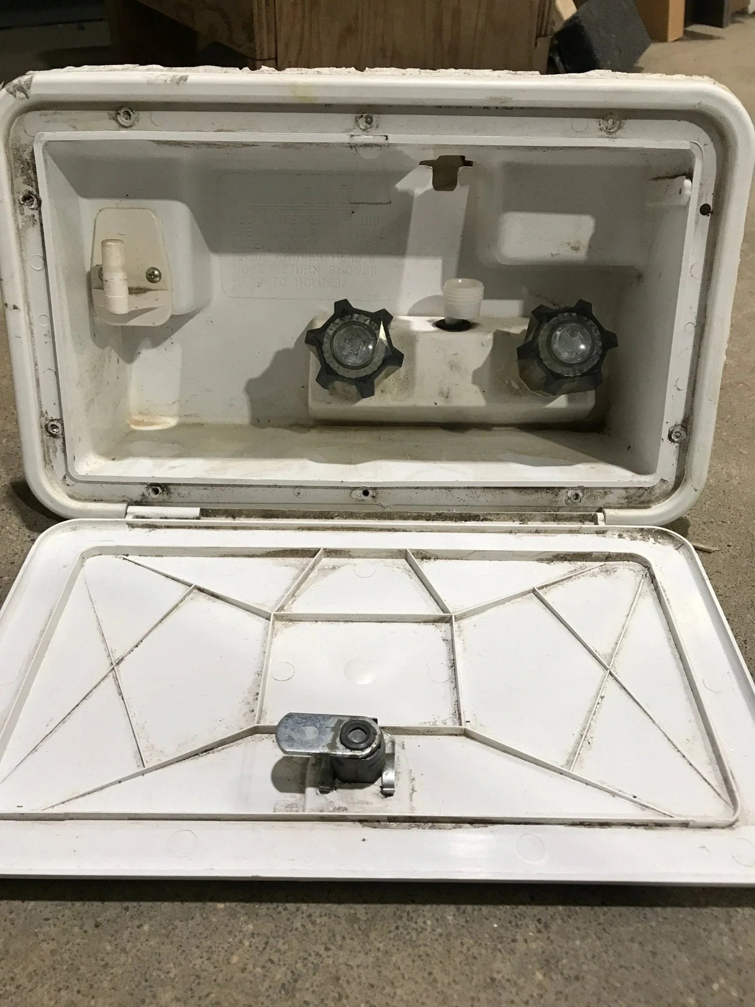 Used 12 3/4" W RV Access Hatch - Outdoor Shower - Image 2