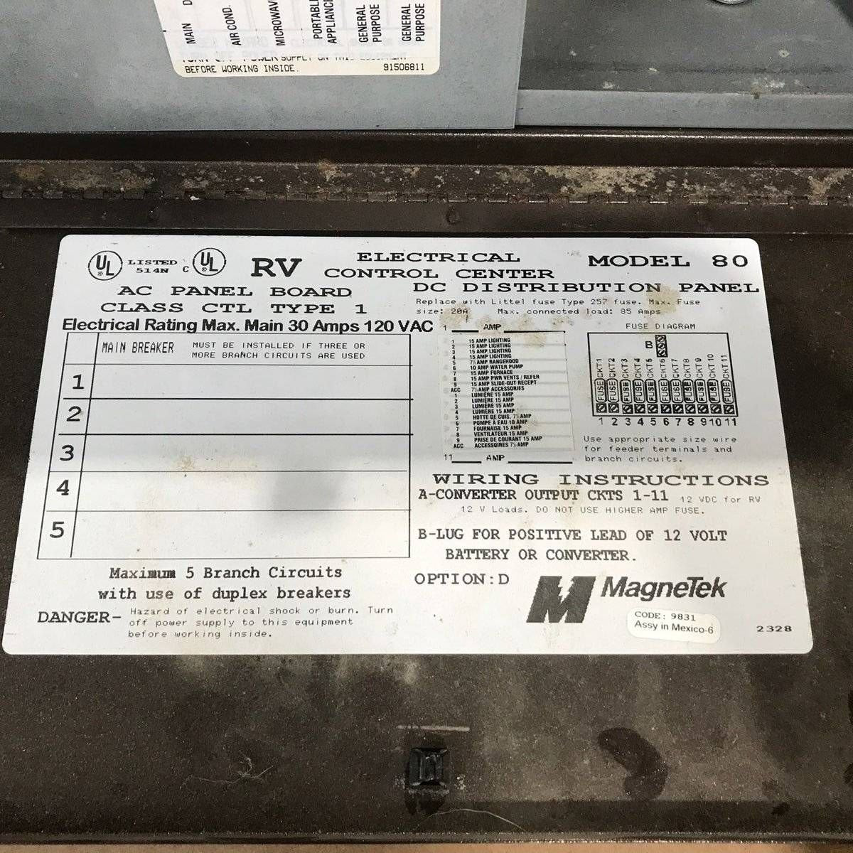 Used 20 AMP MAGNETEK DC Distribution Panel - Model 80 - Image 3