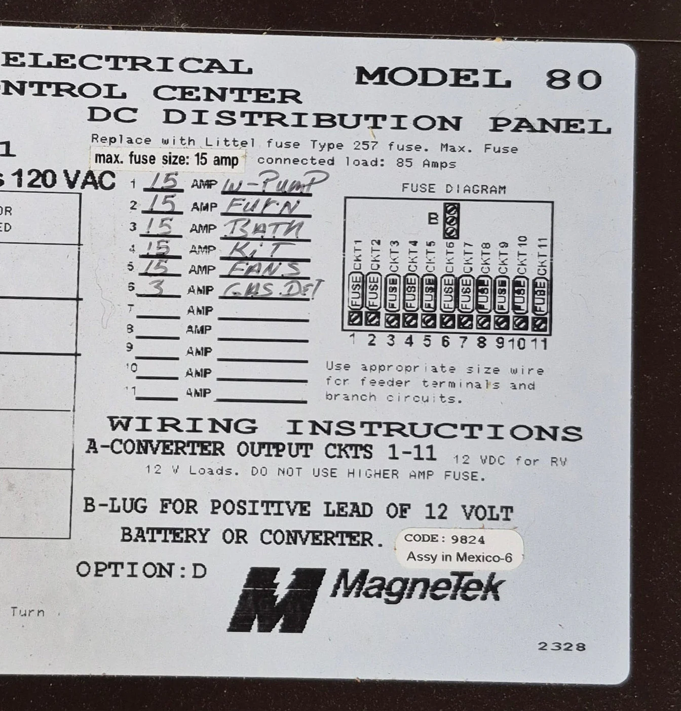 Used 30 AMP Magnetek DC Distribution Panel - Model 80 - Image 5