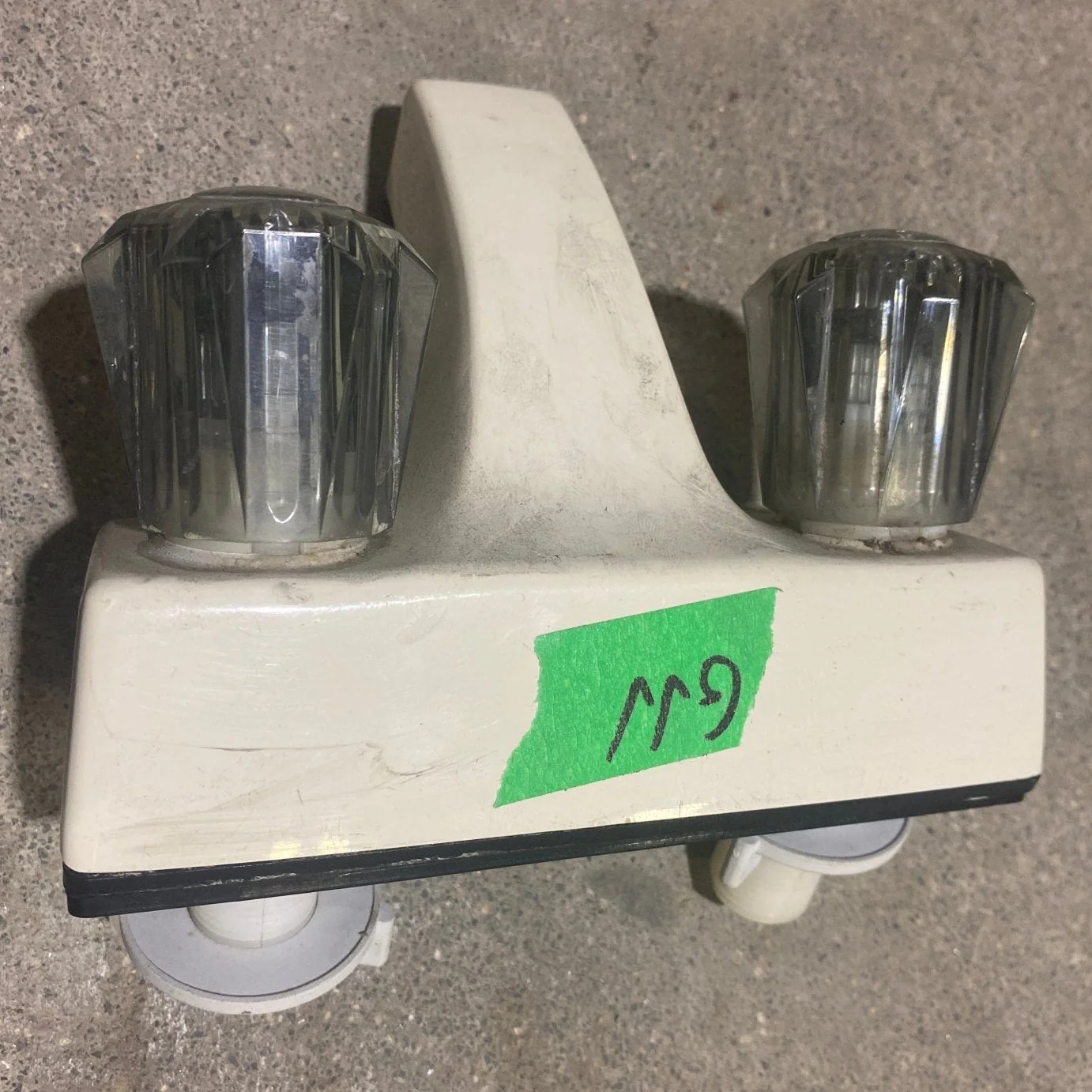 Used 4" Bathroom Faucet, Off White, Smoked Knobs - Image 2