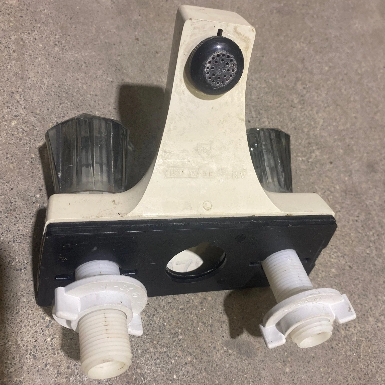 Used 4" Bathroom Faucet, Off White, Smoked Knobs - Image 3
